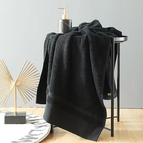 Lot de 2 serviettes de bain noires résistantes à la décoloration (1/5)