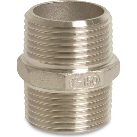 Double Mamelon Inox 3/8", Raccord Fileté V4A pour Plomberie