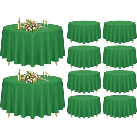 Runde Tischdecken 228 cm Grün 10 Stück, Polyester, flecken- & knitterfrei, waschbar