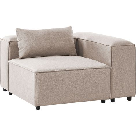 Corner 1-Seat Light Brown Fabric Upholstered Modul Section BRANDE (1/5)