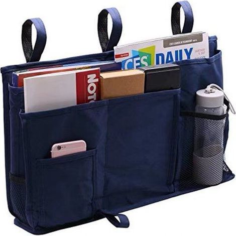 Support de rangement pour lit superposé Support de chevet suspendu pour étudiants du Collège Chariot de panier de lit multi-poches (bleu marine)