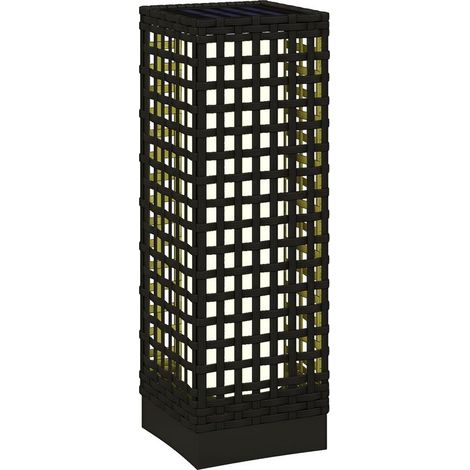 Solar-Außenleuchte mit Solarmodul, automatischer Aktivierung, 8 Stunden Akkulaufzeit, Rattanoptik, Stahl, 15,5 x 15,5 x 46 cm, schwarz (1/5)