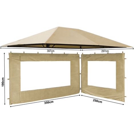 Set Ersatzdach und 2 Seitenteile für Garten Pavillon 3x4m Sand Antik Pavillondach Ersatzbezug Seitenwände (1/5)