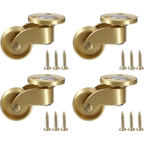 Lot 4 roulettes pivotantes 360° laiton massif 24 mm (1/5)