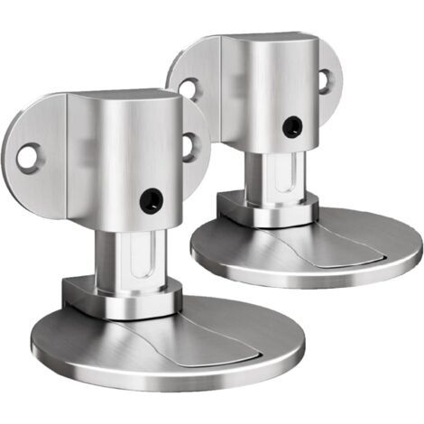 Lot de 2 butoirs de porte magnétiques invisibles et réglables, avec fixation par ruban adhésif double face 3M ou par vis, adaptés à différents types de portes (argenté). (1/5)