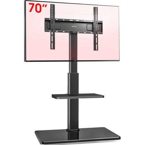 Support TV sur Pied pour TV de 32-70 Pouces,Pied TV avec Étagère Réglable en Hauteur Pivotant 60° et Inclinable 12°,Max. VESA 400x400 mm Max. Capacité 40 KG (1/5)