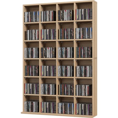 HOMCOM Mobile Libreria Porta CD a 24 Vani con Mensole Regolabili Legno