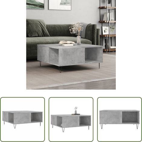 Table basse gris béton - Table basse gris béton 80x80x36,5 cm bois d'ingénierie (1/5)