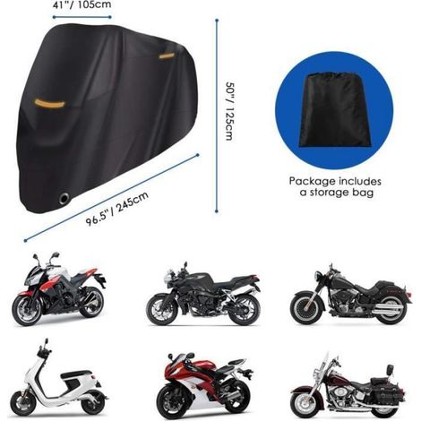 Housse de Protection Moto - - Imperméable - UV - XXL - Noir - Universel (1/4)