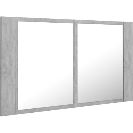 Mobiletto da bagno con specchio LED 80 x 12 x 45 cm acrilico grigio 020006612