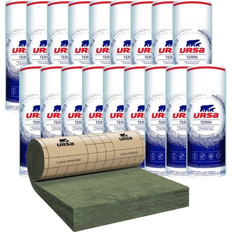 18 Rouleaux laine de verre URSA PRK 32 TERRA revêtu kraft - Ep. 120mm - 58,32m² - R 3.75 (1/3)