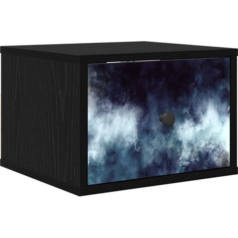 Maison Exclusive - Mobiletto da comodino a parete RAALTE Rovere Nero (1/5)