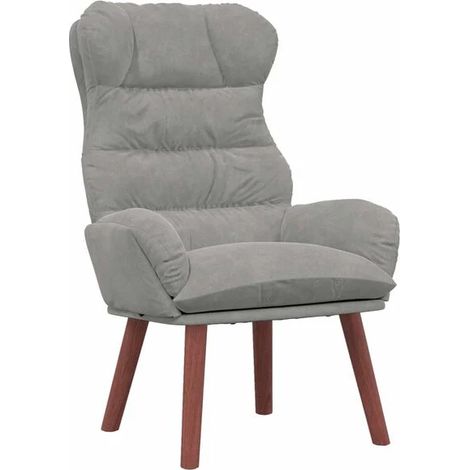 Fauteuil gris clair, 69 x 74 x 93 cm, velours. (1/5)