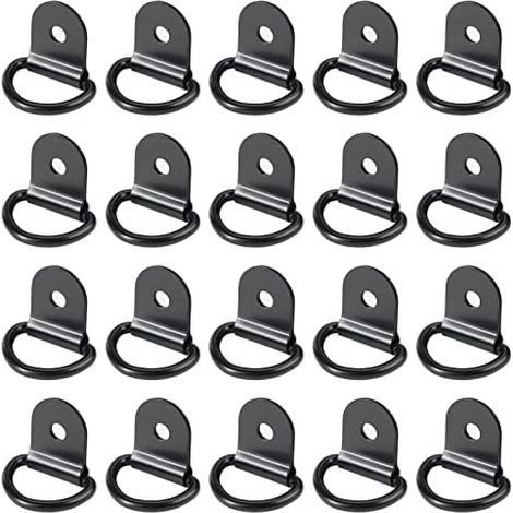 20 pièces Anneaux D'arrimage,anneaux d'arrimage,Anneau Arrimage inox,remorque d'anneau montage d, anneau d arrimage rond pour Pliable avec verrouillage de charge dans les voitures(36 x 25 mm, Noir) - (1/5)