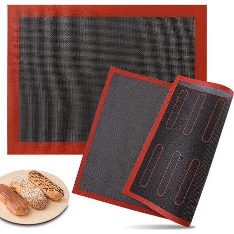 2 Pièces Tapis de Cuisson Silicone pour Four, 40 x 30 cm Tapis Silicone Patisserie à Double Face, Micro-Perforés, Antiadhésif et Réutilisable, pour Bouffées, Biscuits, Pain, Pâtisseries, Pizzas (1/5)