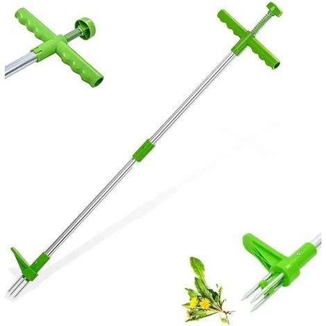 Mauvaises Herbes Extracteur Désherbeur Debout Outil de désherbage manuel en acier avec 3 griffes pour désherber les racines des[98] (1/4)