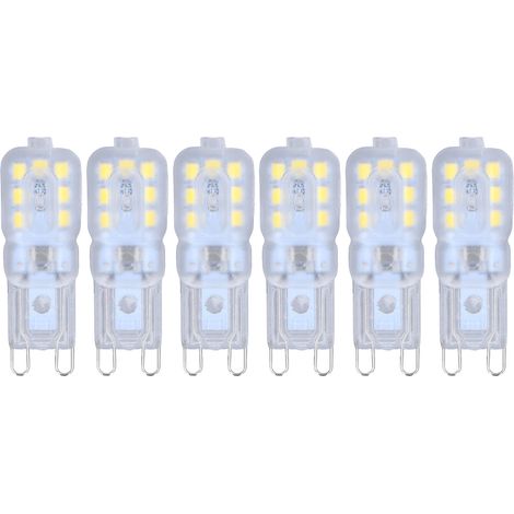 Confezione da 6 lampadine G9 da 3W – 14 LED – dimmerabili – protezione occhi – luce bianca 220V – lampadario / lampada da tavolo