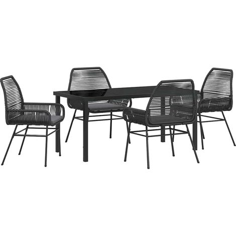 Maison Exclusive - Set da Pranzo per Giardino con cuscino 5 pcs Nero polyrattan (1/5)