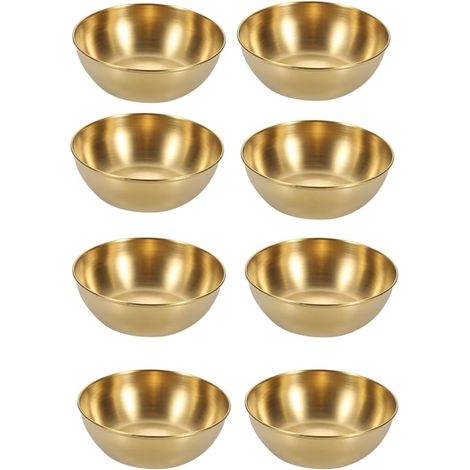 Coupelles Rondes Acier Inoxydable Doré Petits Bol Service Petit Bols à Sauce Bol Trempette pour Plats Soucoupes Sushis Snacks Epices Condiment Fruits Or 8.2cm x 2.7CM (1/5)