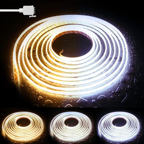 LED Strip COB CCT Adjustable White IP65 Waterproof CRI93 5M 2700K-6500K Dimmable 24V for Under Cabinet Bedroom Kitchen Lighting (Adapter and Controller Not Included) (1/5)