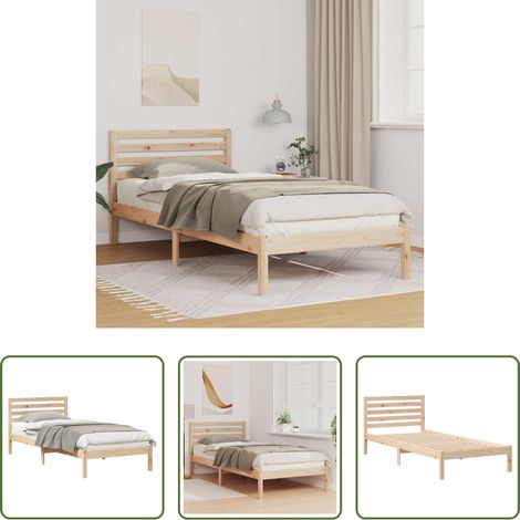 Holzbett -  Bettrahmen mit Kopfteil Braun 80 x 220 cm Massives Kiefernholz (1/5)