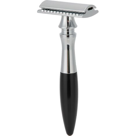 Rasoir de sécurité rétro à double lame en acier inoxydable pour homme, style vintage, noir (1/5)