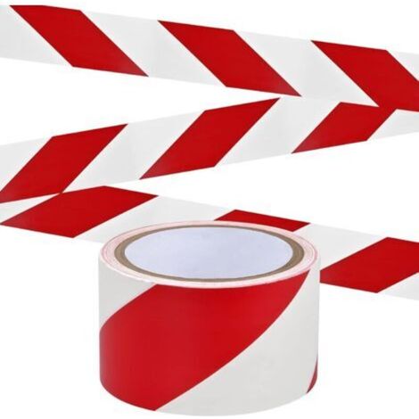 Ruban de signalisation sécurité au sol – 4,5 cm × 16 m par rouleau – Bandes rouges et blanches haute visibilité – Pour délimitation de zones, chantiers, entrepôts et espaces industriels (1/5)