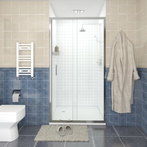 NRG Sliding Shower Enclosure Door Walk In Glass Screen 1000 x 1900mm (1/5)