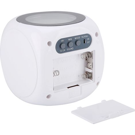 Réveil numérique projecteur LCD affichage LED voix rétroéclairage 12/24H thermomètre blanc (1/5)