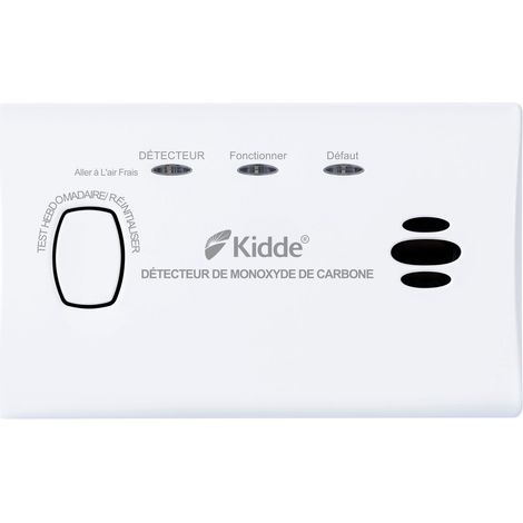 Kidde – Détecteur de monoxyde de carbone 85 dB – Alimentation par 3 piles AA – Fixation murale – Autonomie 1 an