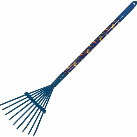 Rastrillo-escoba metálico Greenmill GR0138, 75 cm, mango de madera con recubrimiento de PVC, ideal para barrer hojas y residuos en jardín o terraza