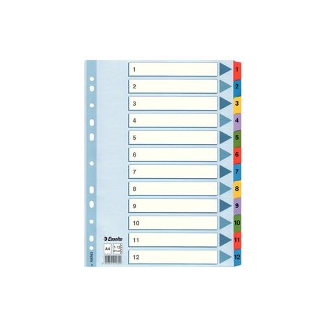 Esselte Register 100162 1-12 DIN A4 Mylar weiß