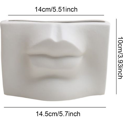 Vase à fleurs en céramique, visage humain, conteneur d'arrangement hydroponique décoratif minimaliste (1/5)