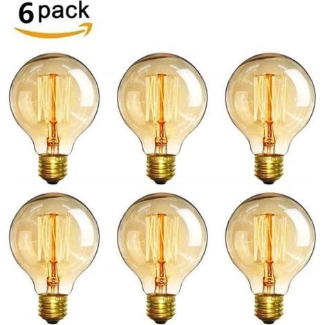 Ampoule LED filament E27 G80 40W dimmable blanc chaud 2200K - Pack de 6 (1/4)
