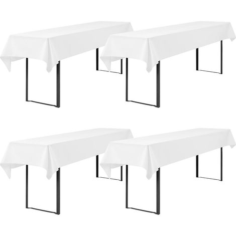 Housses de table de bière lot de 4 blanc 100x250cm, lavable et infroissable