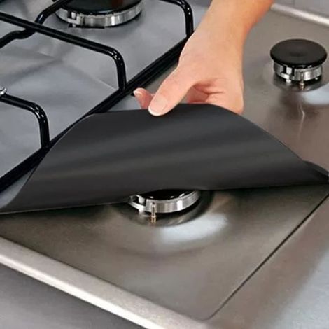 4 Pcs Cuisinière À Gaz Liner Protecteur Couverture Réutilisable Feuille, Cuisinière À gaz Four Protection Pad-Ywey (1/4)