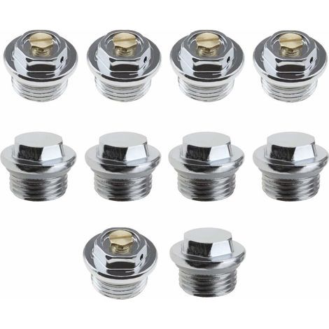 10pcs 1/2 Pouce Radiateur Manuel Purge d'air Vannes et 5pcs Bouchons d'obturation avec Connexion de Filetage Joint Torique Scellé (1/4)
