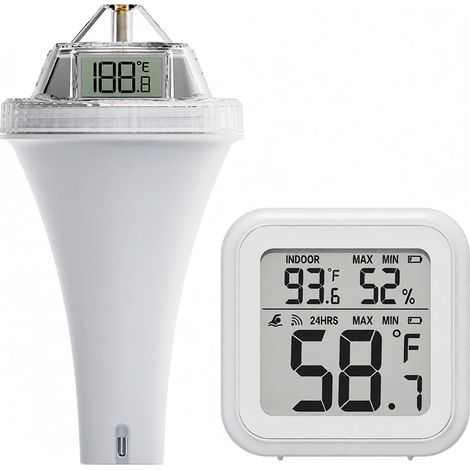 Thermomètre de Piscine Flottant, Lecture Facile, Numérique, sans Fil, avec Thermomètres D'intérieur. pour Spa ou Aquarium. (1/5)
