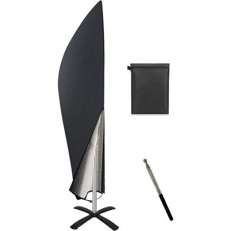 Pare-soleil en porte-à-faux avec mât télescopique, imperméable, coupe-vent et protection UV, 420D. (1/4)