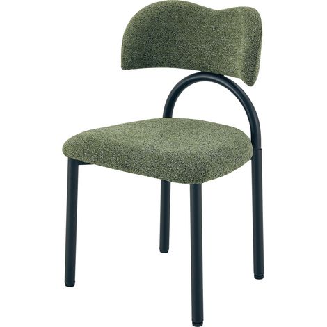 Set de 2 sillas de comedor tapizadas en tejido verde con estructura de metal negro (1/5)