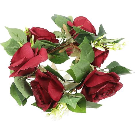 Couronne de bougies en forme de rose artificielle, centre de table décoratif pour mariage-25.00X25.00X5.00CM-Red (1/4)