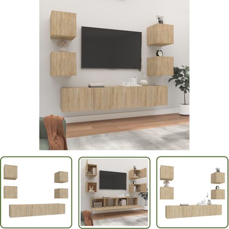 Ensemble de meubles TV 6 pcs pour Salon - Armoire TV Chêne sonoma Bois d'ingénierie BV868292 - BonneVie (1/5)