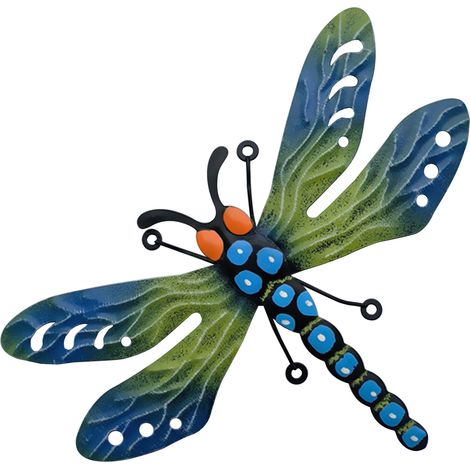 Adorno de jardín con forma de libélula y abeja, fabricado en metal con revestimiento anticorrosión. Decoración multicolor para uso en exteriores e interiores. (1/5)