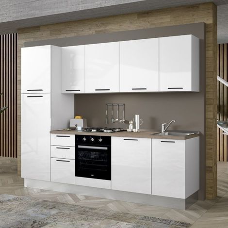 Cocina completa con lavavajillas 270x217H color blanco brillante - Folk