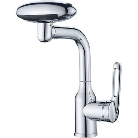 UFO Shape Stainless Steel Faucet, Filtration System Type Sink Tap with 4 Modes Rotary Switch for Kitchen Bathroom Washbasin (Silver)