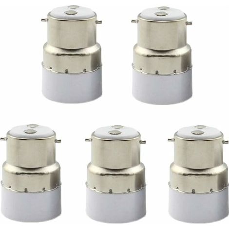 Paquet De 5 Convertisseurs De Douille D'Ampoule B22 À E14 Douille De Douille B22 Passer Au Support De Lampe Adaptateur Standard E14 (1/4)