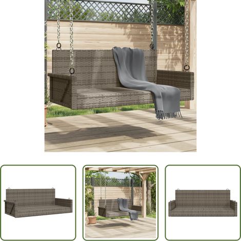 Schaukelbank - Hängebank Grau 119x56x48 cm Poly Rattan (1/5)