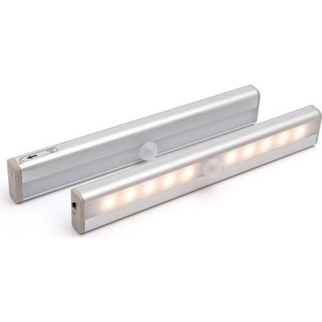 HOXILEELEO - Lampe Detecteur De Mouvement Interieur, Lot De 2 Lampe 10 LED Sans Fil, Lampe Rechargeable USB Détecteurs De Mouvement Avec Magnétisme, Pour Armoires, Escaliers, Couloirs, Garages (1/5)