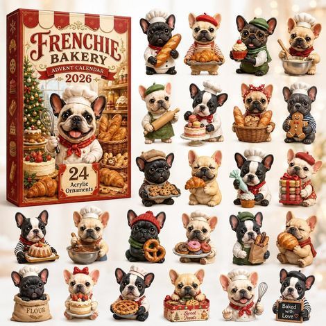 Bulldog boulangerie calendrier avent 2026 2D boîte surprise