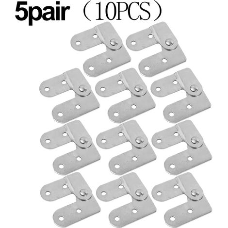Kit de remplacement de charnières pour échelle pliante (5 paires, 10 pièces) - Charnières de fixation pour table de rangement pivotante - Quincaillerie de montage robuste pour meubles (1/5)